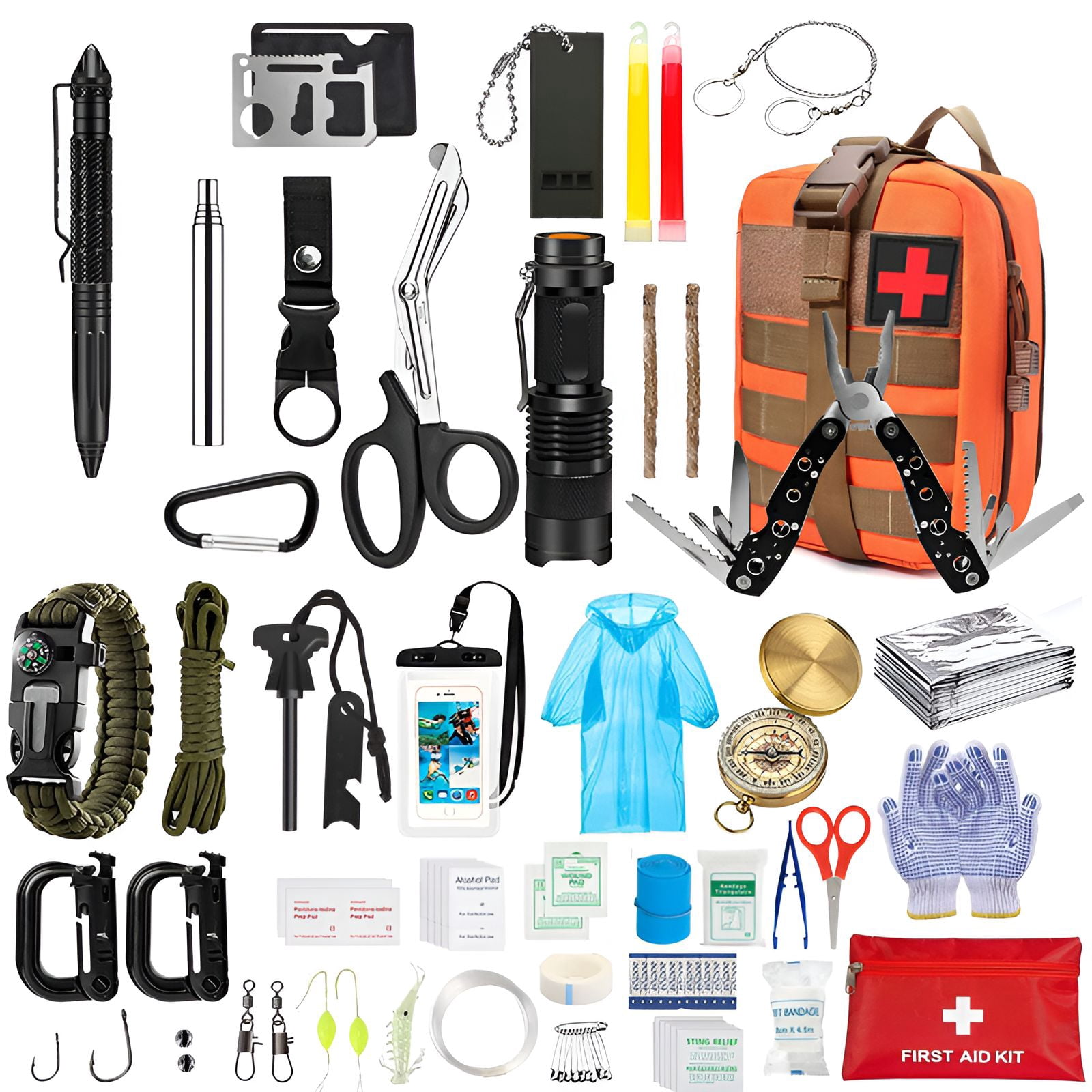 MISSMILE 41-in-1 Survival Kit,Tactical Pen Glass Breaker Survival Gear ...