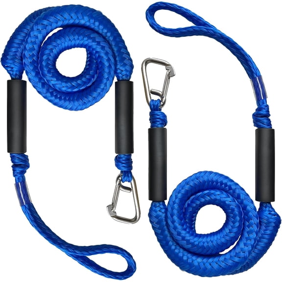 MISSMILE 4Ft Boat Bungee Dock Line Marine Rope 2-Pack for Docking with 316 Stainless Steel Clip Boat Accessory for Jet Ski,Kayak,Pontoon,Watercraft,Pwc,Seadoo,Wave Runner,Canoe,Power Boat