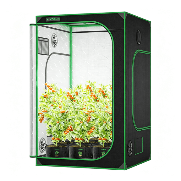 MISSMILE 5X5 Grow Tent, 60"X60"X80" High Reflective Mylar with Observation Window and Floor Tray for Hydroponics Indoor Plant for Premium Grow Tent