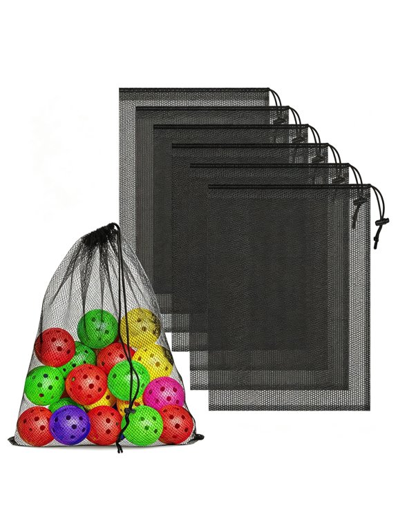6 Pack Mesh Drawstring Bags with Lock,14X17 for Gym,Beach,Laundry | Mesh Bags with Locking Drawstring,Quick-Dry for Wet Gear & Swimwear,Lightweight Foldable for Travel & Storage