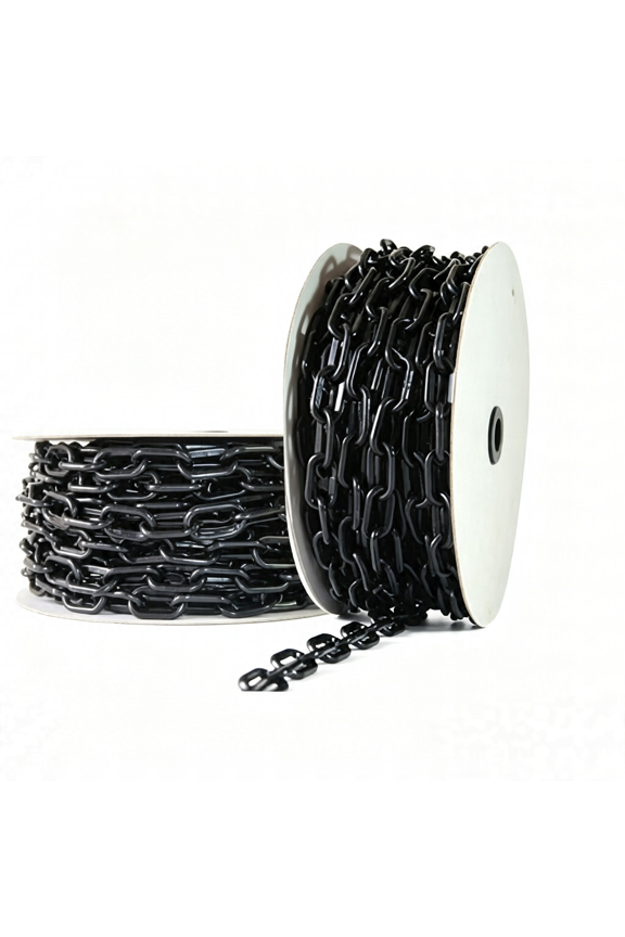 60 Feet Plastic Barrier Chain Black,1.5-" Link Diameter Safety Barrier ChainLarge Plastic Chain6Mm Plastic Barrier ChainPlastic Chain Links Plastic Chain
