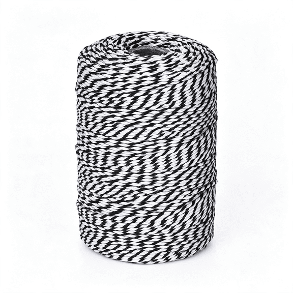 MISSMILE 656 Feet Black and White Cotton Twine, Gift String for Crafts, Wrapping, Party, Baking and Holiday Durable Twine String