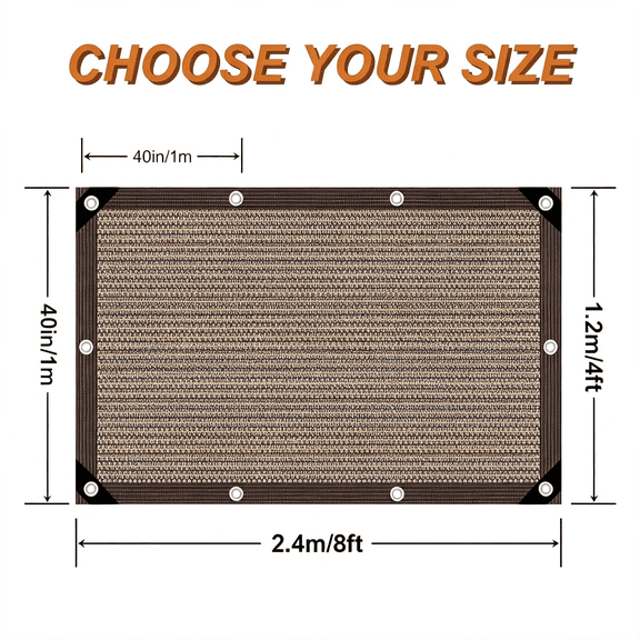 MISSMILE 70% Shade Cloth - Sun Shade Cloth Mesh Tarp with Grommets Pergola Shade Cover Canopy, Mesh Tarp Sun Screens for Patio, Outdoor, Garden, Backyard Brown 4X8 Ft