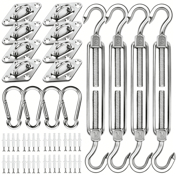 MISSMILE 80 Pcs Shade Sail Hardware Kit 6 inch for Triangle Rectangle Sun Shade Sail Installation,304 Grade Stainless for Garden Outdoors