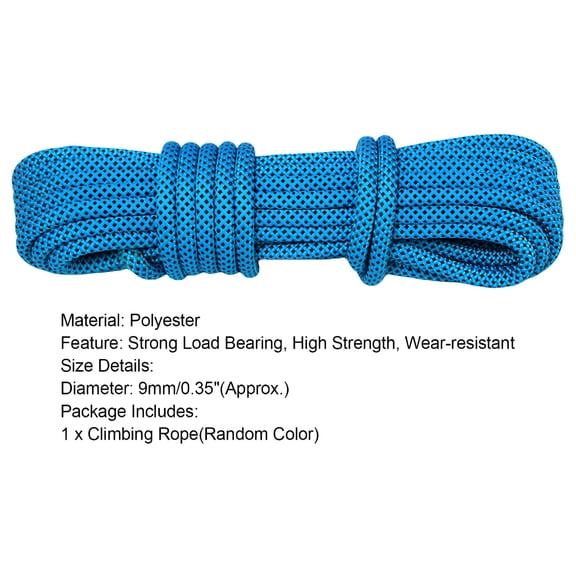 MISSMILE 9mm Static Rock Climbing Rope, High Strength Nylon Cord for Rappelling Wilderness Survival Training, Wear Resistant Anti Abrasion Load Bearing Outdoor Climbing Gear