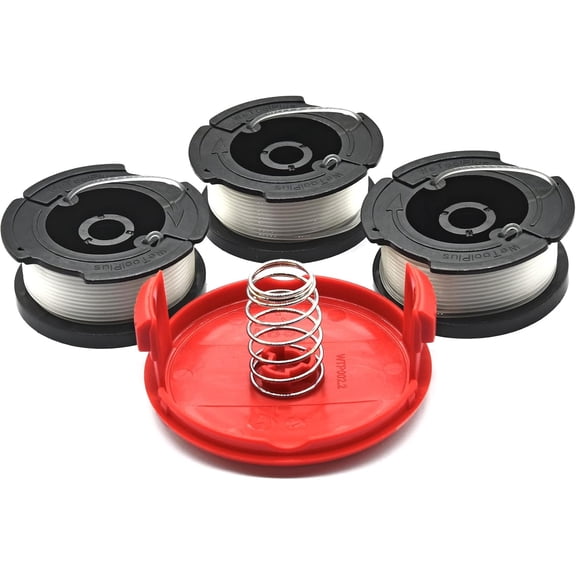 MISSMILE AF-100 0.065 in. x 30 ft. Replacement Single Line Automatic Feed Spool AFS Compatible with Black Decker Electric String Grass Trimmer/Lawn Edger/Mower 3 Spools & 1 Cover Cap
