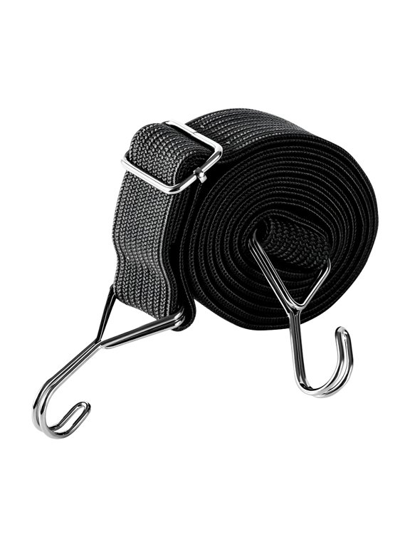 Adjustable Flat Bungee Cords with Hooks Heavy Duty,79 Inch Rubber Black Elastic Straps for Cargo,Backpack Trolley,Bike,Luggage Rack,Camping,Hand Carts