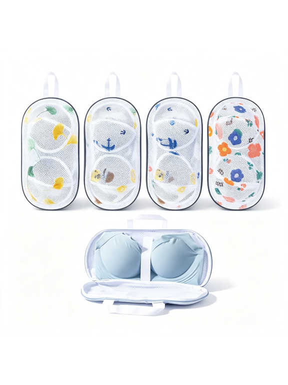 Bra Washing Protector Set,4Pcs Lingerie Laundry Bags with Molded Compartments,360 Structured Support,Protect Underwire & Cups,Anti-Snag Breathable Mesh for Delicates