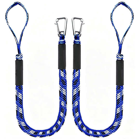 MISSMILE Bungee Dock Lines, Mooring Ropes for Pwc, Pontoon, Watercraft | Dock Rope with 316 Stainless Steel Clips, Heavy Duty Shock Absorbing Boat Accessories for Jet Ski, Kayak, Bass Boat - 2 Pack