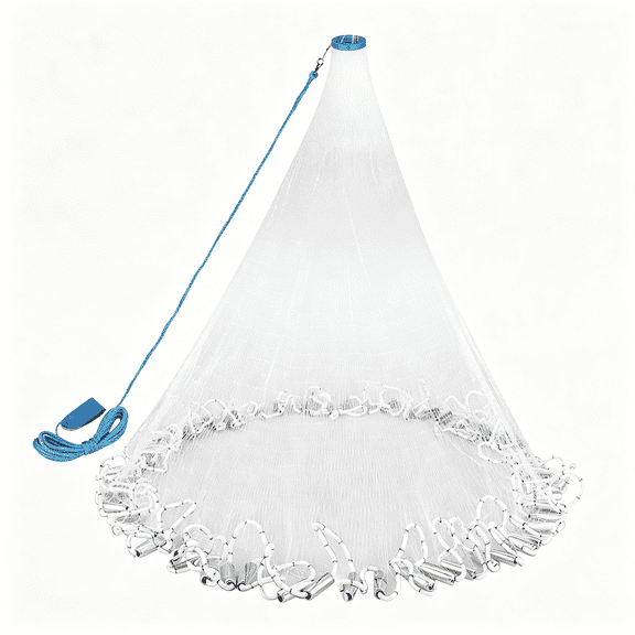 MISSMILE Cast Net for Fishing with Shrimp Cage,American Freshwater Saltwater 3/4/5/6/7/8/9/10Ft Heavy Duty Zinc Sinker,3/8"Mesh Size