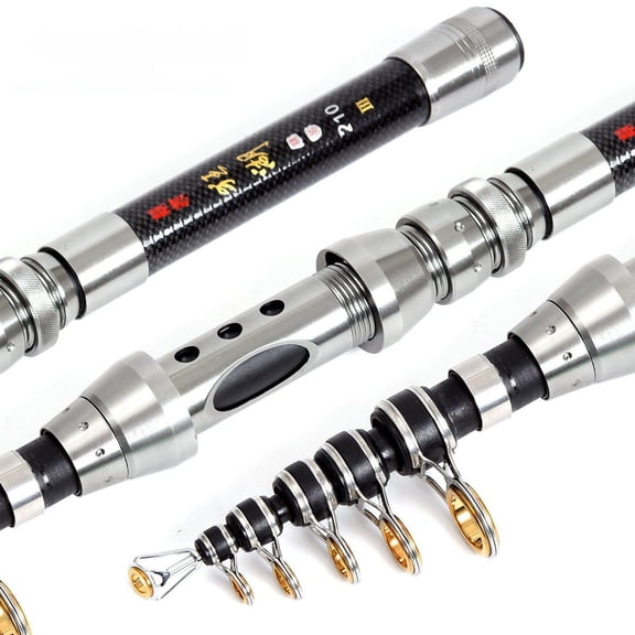 MISSMILE Collapsible Fishing Rod,Telescopic Fishing Rod,Ultralight Fishing Rod with Portable Retractable Handle,Stainless Steel Guides- Carbon Fiber Pocket Fishing Pole
