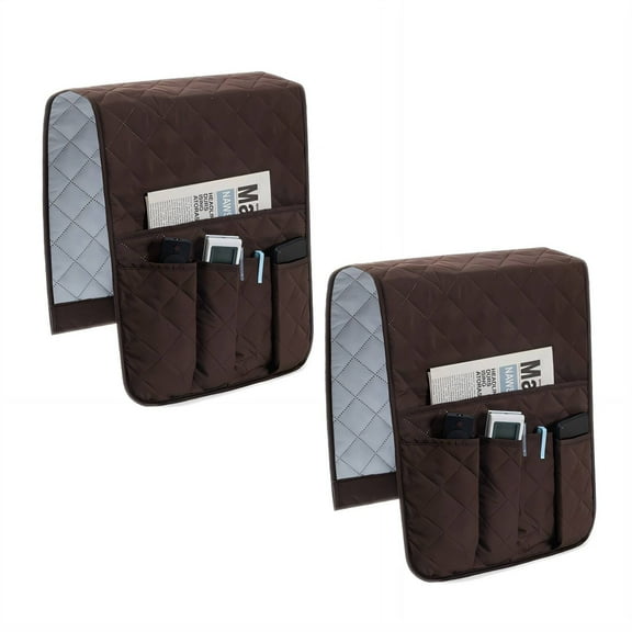 MISSMILE Couch Caddy Great for Keeping Items Close at Hand Bedside Organizer Protects Your Items from Dust and Dirt Bedside Caddy Brown 2PCS