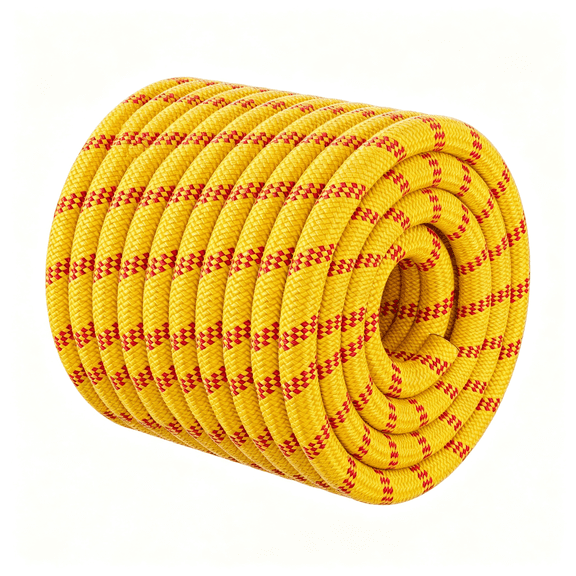 MISSMILE Double Braided Arborist Rigging Rope - 1/2 in X 100 Ft 48 Strands Rappelling Outdoor Pulling Heavy Duty Polyester Bull Rope for Swing Tree Work Camping Rescue Hiking - Yellow