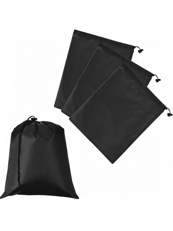 Drawstring Bag with Toggle, Stuff Sack String Waterproof Travel Storage Bags Cinch Stuff Pouch -Fitting for (Gym/Traveling/Hiking/Yoga/Office/Shoes) 16 X 14 & 4 Pack & Black