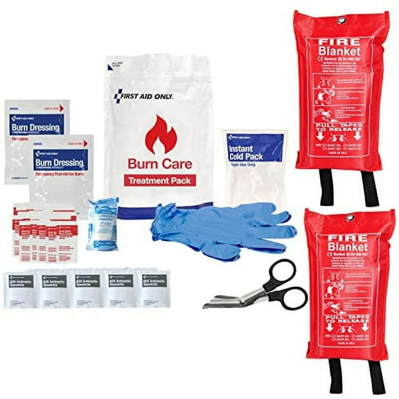MISSMILE Emergency Fire Blanket and First Aid Burn Care Kit Fiberglass Suppression Flame Retardant Blanket for Survival Safety in Kitchen Home Car Office Warehouse Safety (3, 39.3 x 39.3)