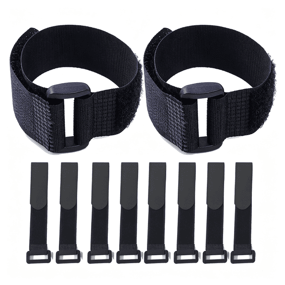 MISSMILE Fastening Hook and Loop Cable Straps,10Pack Black Self-Adhesive Cable Ties,Nylon Securing Straps with S,Adjustable and Reusable C" Straps for Cords Organized and Tidy(1" X 16")