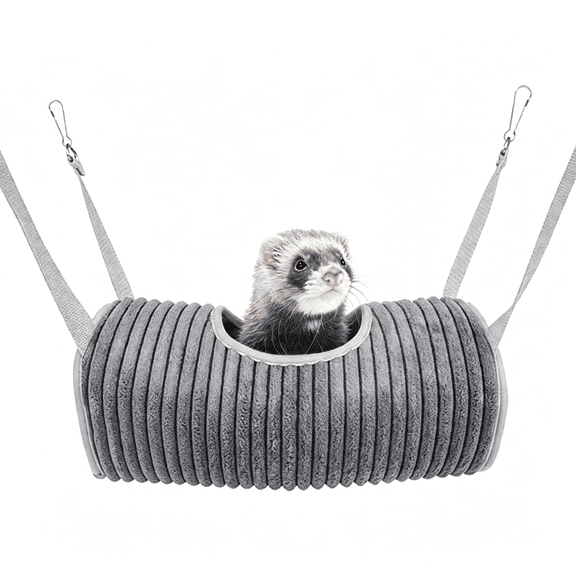MISSMILE Ferret Tunnel Hanging Hammock Bed,Small Animal Rats Squirrel Toy Ferret Toys-Grey