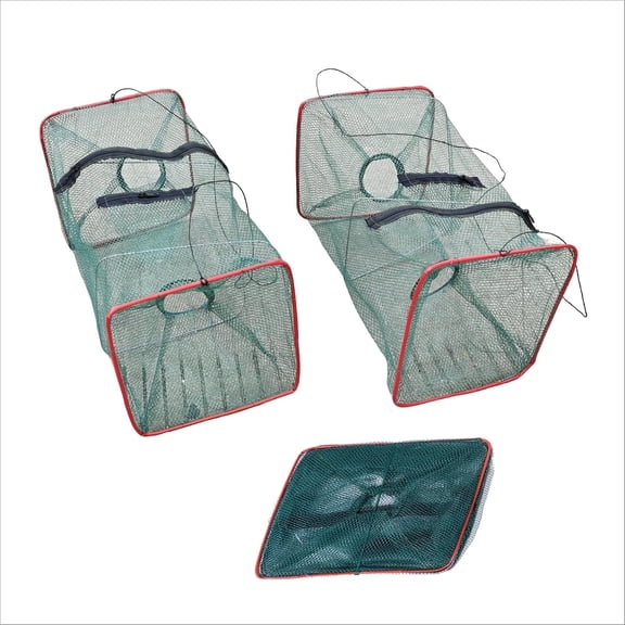 MISSMILE Fishing Net Trap Foldable Crawfish Bait Trap Nets Suitable for Crabs, Shrimp, Minnow and Crayfish, 3 Pack Minnow Trap