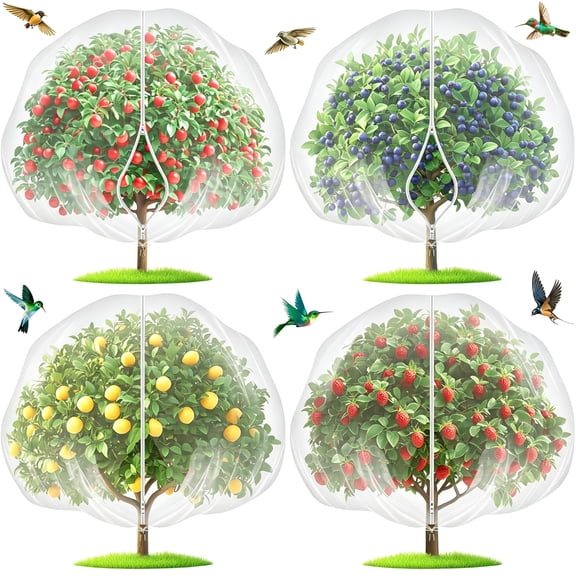 MISSMILE Fruit Tree Netting with 2-Way Zipper&Drawstring-4X6 Garden Plant Net Pest Barrier to Prevent Cicadas Bird Squirrel Deer-Bug Protection for Blueberry Tomato