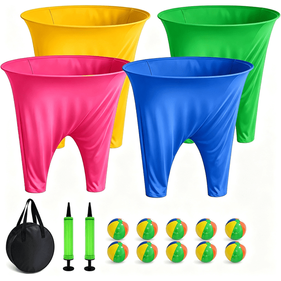 MISSMILE Granny Pants Yard Game, Granny Pants Party Game with Oversized Pants, 10 Bouncy Balls, 2 Air Pumps & Storage Bag, Tossing Game for Adults, Carnivals, Reunions & Backyard Parties