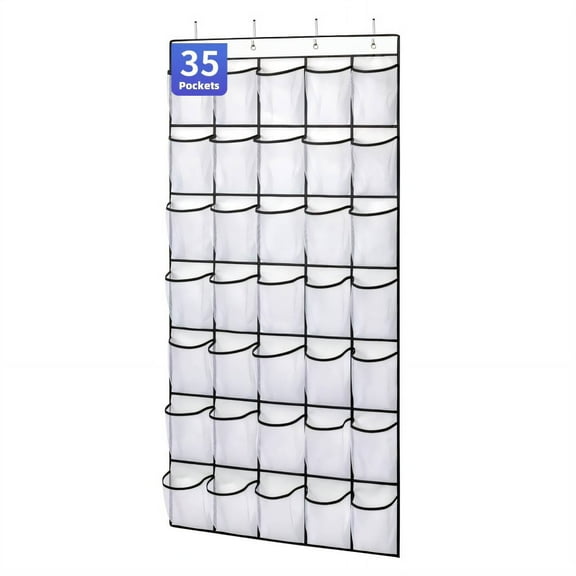 MISSMILE Hanging Shoe Rack Transparent Design for Quick Access over Door Shoe Organizer Helps Keep Shoes Organized and Tidy Hanging Shoe Rack White 35