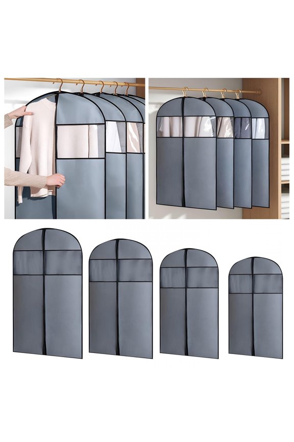 Heavy Duty Hanging Garment Bag with Transparent Window Metal Zipper for Shirts Jackets Sweaters Clothes Storage Travel Suit Cover Protector