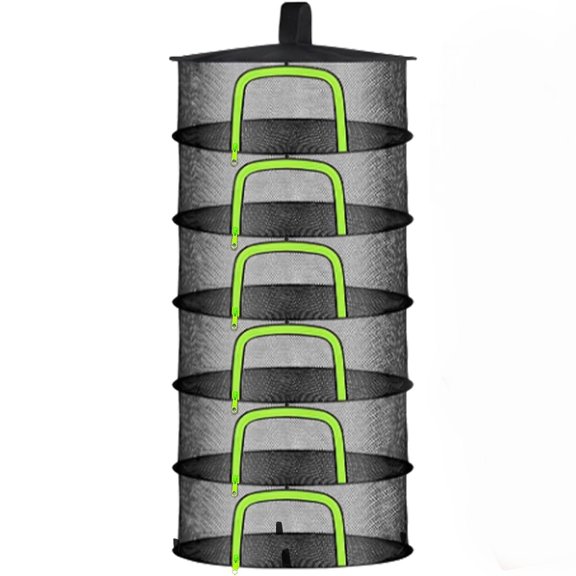 MISSMILE Herb Drying Rack Hanging Mesh Net - 6 Tier Plant Drying Rack Foldable Design with U-Zipper, Bonus Pruning Shears & Plant Hooks for Garden Herbs, Vegetables, Fruits