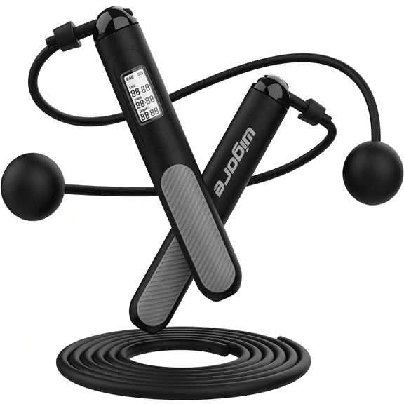 MISSMILE Jump Rope,Ropeless Jump Ropes Weighted with Counter for Fitness,Home,Indoor Or Outdoor Exercise Use,Workout,Crossfit,Gym,Cordless Jump Rope for Women,Men,Adults,Kids