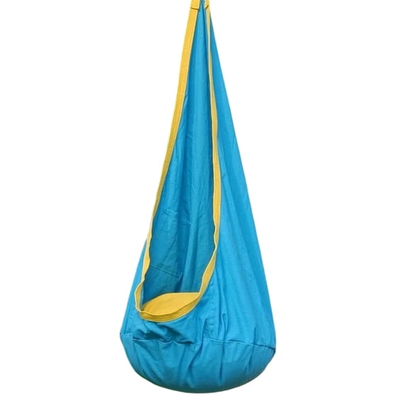 MISSMILE Kids Pod Swing Seat, Cotton Child Hammock Swing Chair, Sensory Swing for Indoor and Outdoor Use,Blue and Yellow