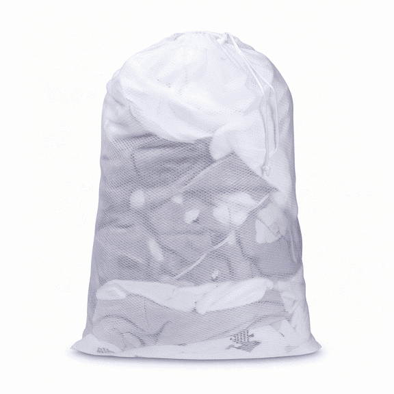 MISSMILE Large Mesh Laundry Bag,2436Inch Heavy Duty Mesh Laundry Bags Drawstring Lockable,Laundry Hamper Liner,Machine Washable,For Travel,Storage,Sports,Dorms,White 1Pcs