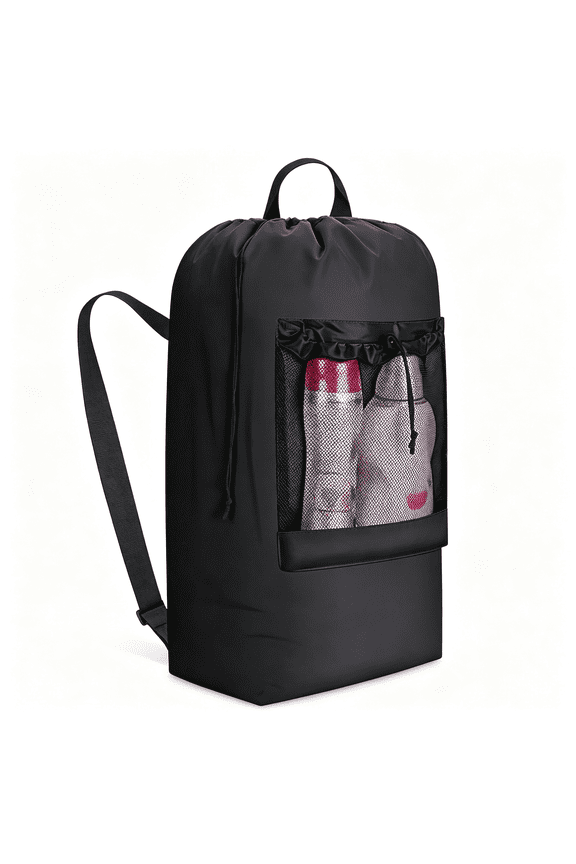Laundry Bag,Extra Large Laundry Backpack with Shoulder Straps and Mesh Pocket for Laundromat,Heavy Duty Laundry Bag Backpack for Dirty Clothes for College Dorm/Travel/Apartment,90L,Black