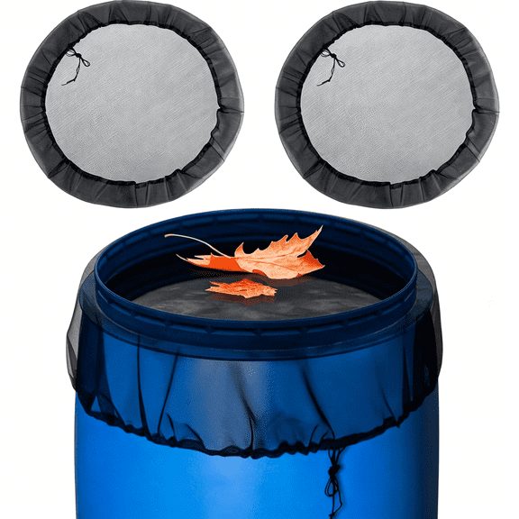 MISSMILE Mesh Cover for Rain Barrels,2Pcs 39In Rain Barrel Netting with Drawstring,Water Collection Buckets Tank Protector Screen for Preventing Fallen Leaves in Outdoor Garden Eaves