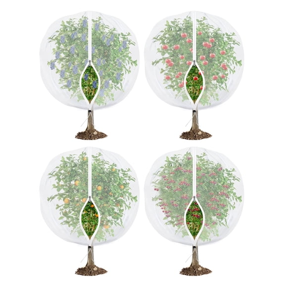 MISSMILE Mesh Gardening Net for Blueberry Bushes,4-Pack,5X4Ft Insect and Bird Barrier with Zipper and Drawstring