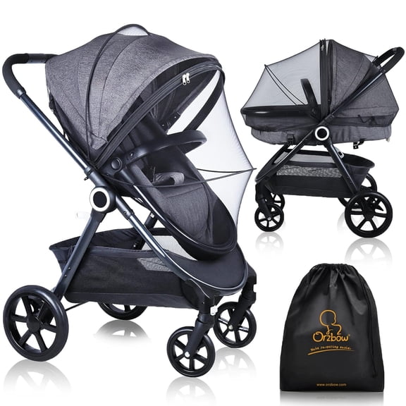 MISSMILE Mosquito Net for Stroller | Universal Baby Bug Net for Strollers,Car Seats,Bassinets,Cradles,Mini Cribs,Breathable & Foldable Mosquito Cover with Travel Bag,Baby Summer Essentials,Black