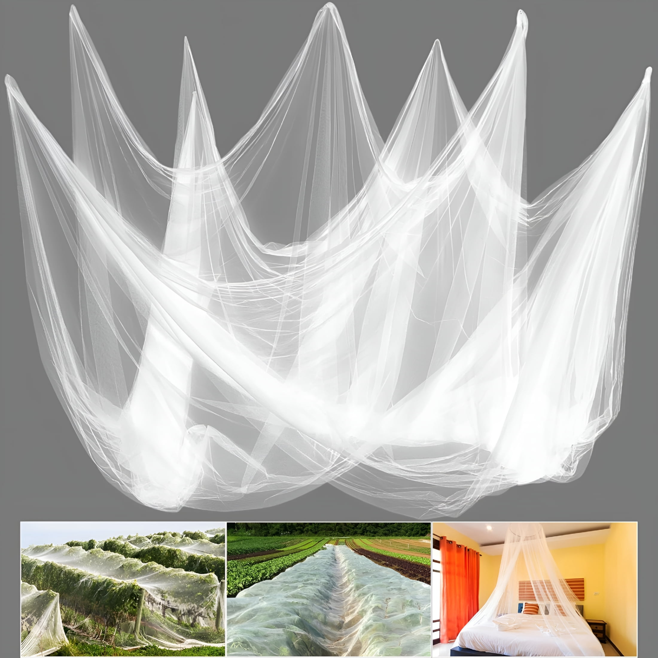 MISSMILE Mosquito Netting, 10 × 50 Ft Mosquito Mesh Screen for Patio, Insect Bird Net Barrier Garden Mesh Netting for Protect Vegetables Fruits from Birds Bugs, White