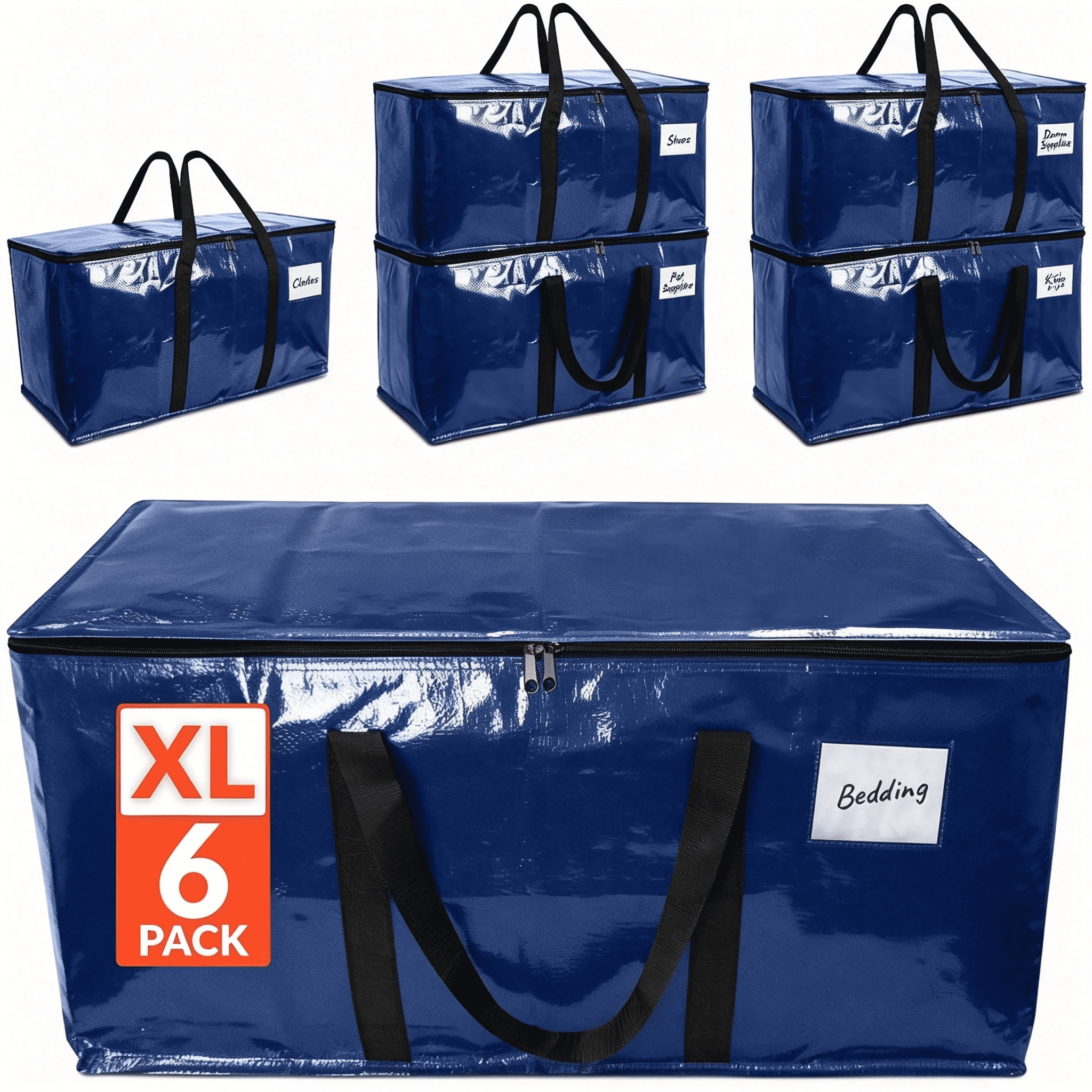 MISSMILE Moving Bags Heavy Duty (6 Pack) Blue, Extra Large Totes | for ...
