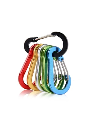 Multi-Use Carabiner Clip, 6 Pack Small Clips, Mini Keychain Clip 2 inch, Aluminum D Ring Carabiners, Multi-Colored
