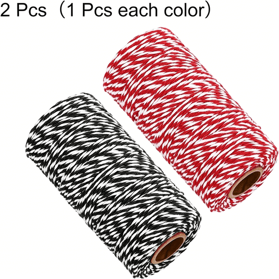 MISSMILE Multicolored Christmas Twine String,Cotton Bakers Twine,Cooking Butcher String,Gift Wrapping Bundle Rope,Diy Hand-Woven Decorative Rope,For Christmas Holiday Party (2Roll)