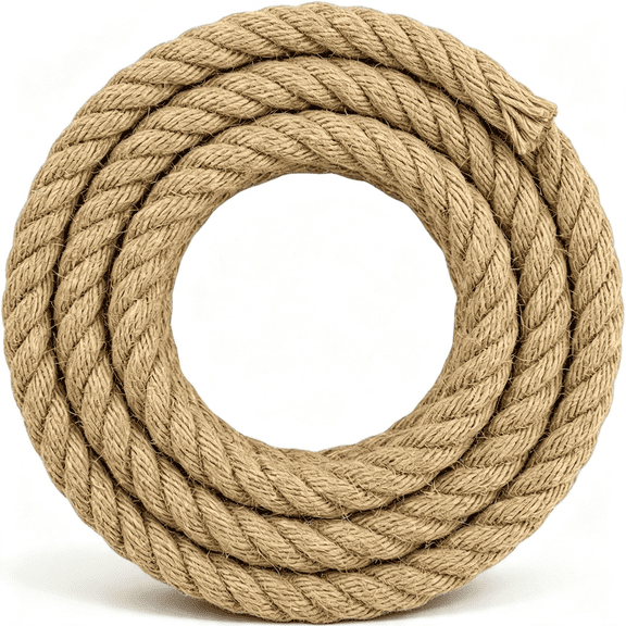 MISSMILE Natural Jute Rope (1 Inch X 10 Feet) Thick Hemp Rope Twisted Manila for Diy Crafts ,Deck Railings ,Porch Swing ,Nautical Decorating ,Durable Jute Rope