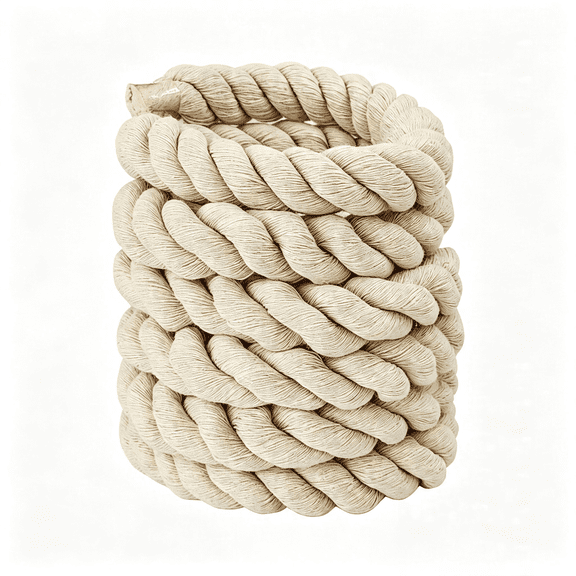 MISSMILE Natural White Cotton Rope 4/5" X 10 Ft,Tug of War Rope,Strong Triple-Strand Rop Twisted Cotton Ropes for Diy Crafts Decoration,Swing,Tug of War,Pet Toys