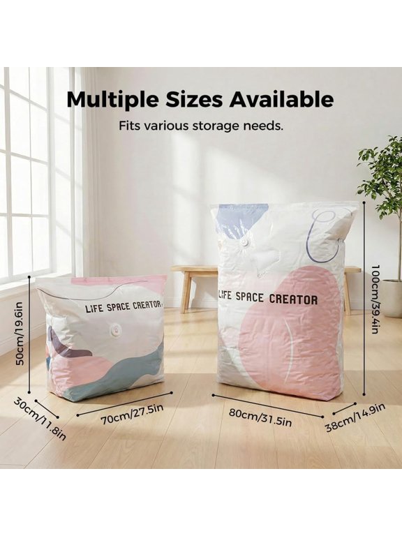 No-Pump Vacuum Storage Bags,Premium Extra Large Capacity Storage Compression Bags,Reusable Heavy Duty Storage Organize for Clothes Comforters Blankets Travel&Home (Large * 3 Sets)