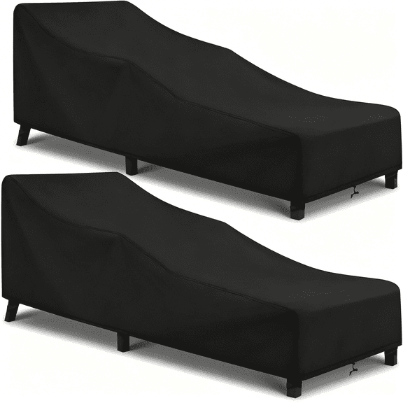 MISSMILE Patio Chaise Lounge Cover Waterproof 2 Pack,Lounge Chair Covers for Outdoor Pool Lounger and Patio Furniture,80" x 30" x 26" H,Black