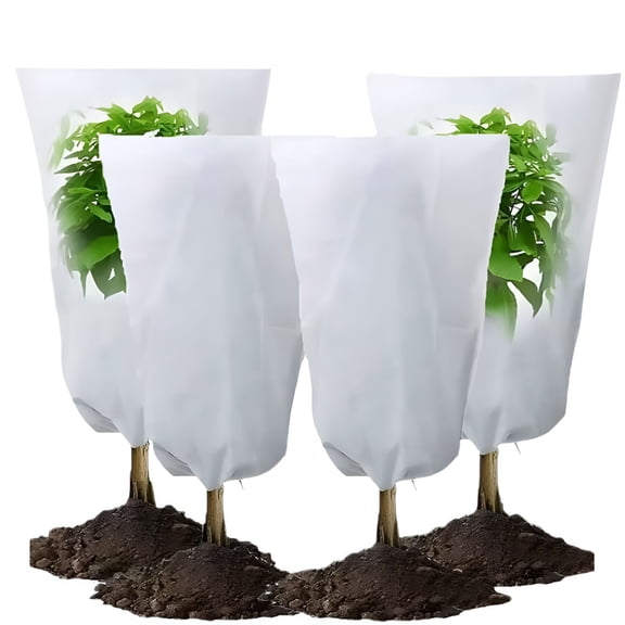 MISSMILE Plant Covers Freeze Protection, Heavy Duty Winter Cold Weather Frost Cloth Blankets, Garden Warm Jacket Bags for Outdoor Shrub Bush Fruit Tree Potted 60*80Cm White