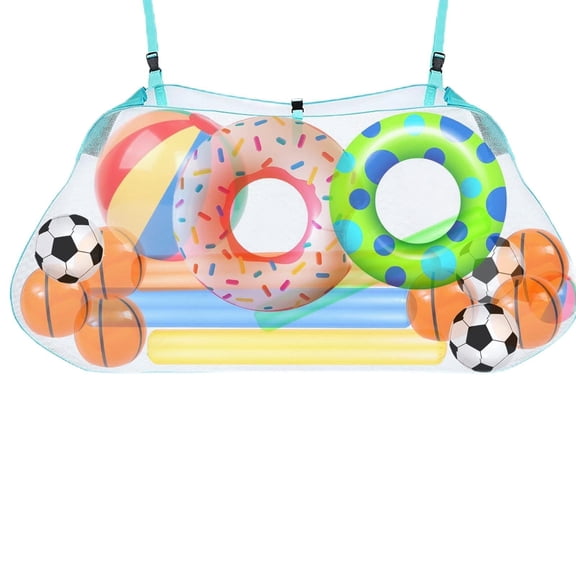 MISSMILE Pool Float Storage,Green Nylon Hanging Bag for Pool Accessories,Easy-Clean Mesh Pool Noodles Organizer