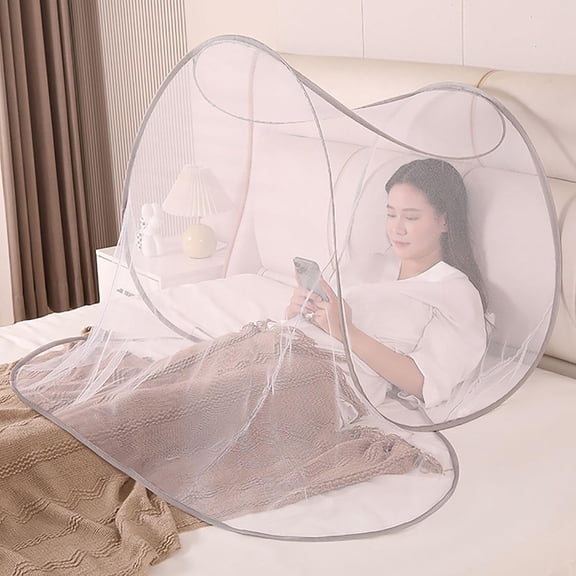 MISSMILE Pop Up Mosquito Head Net for Bed, Foldable Portable Mosquito Net Tent for Camping Travel, Quick Install No Tools Required, Fine Mesh Outdoor Indoor Sleeping Net