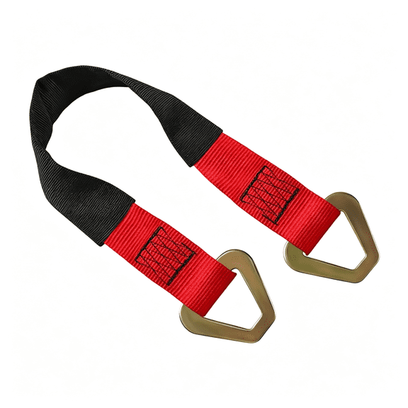 MISSMILE Premium Axle Tie Down Strap with D Rings,Heavy Duty Axle Strap with Protective Sleeve Working Load Limit 6614 Lbs,High Tension Axle Strap for Securing Car Transport (Red)