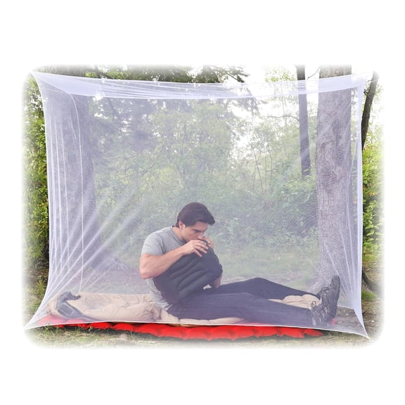 MISSMILE Rectangular Mosquito Net Lightweight Mesh Canopy for Camping,Travel,and Outdoor Use Includes Tie Loops,Carry Bag,Twine,Hooks,Anchors,Nails White,78" X 32" X 59"