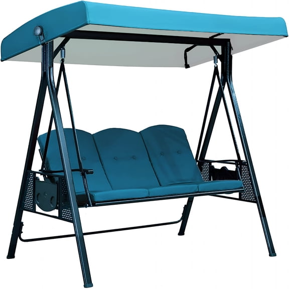 MISSMILE Replacement Canopy for 3-Seater Outdoor Swing Chairs, Outdoor Patio Swing Chair Canopy Replacement, Waterproof Windproof Anti-UV Heavy Duty Rip Proof Garden Hammock Top Cover (Sky)