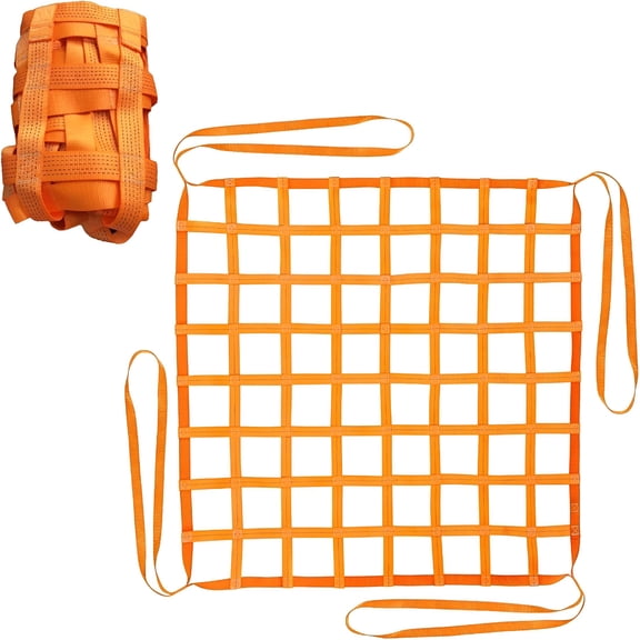 MISSMILE Safety Lifting Straps,Flat Nylon Sling Hoisting Net-3.3' X 3.3'Ft Cargo Lifting Nets,1100Lbs Load Capacity for Construction Rigging&Moving