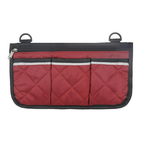 MISSMILE Side Bag Organizer,Multiple Pocket Wheelchair Side Bag,Easy Access Wheelchair Side Bag,Red